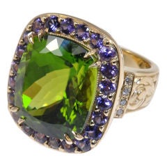 24.0 carat Pakistani Peridot & Purple Sapphire Ring
