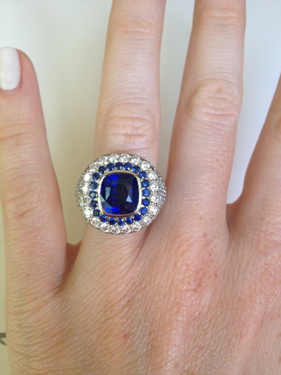 A 4.75 carat Squarish Cushion Cut Sapphire from Sri Lanka with a GRS Certification of 