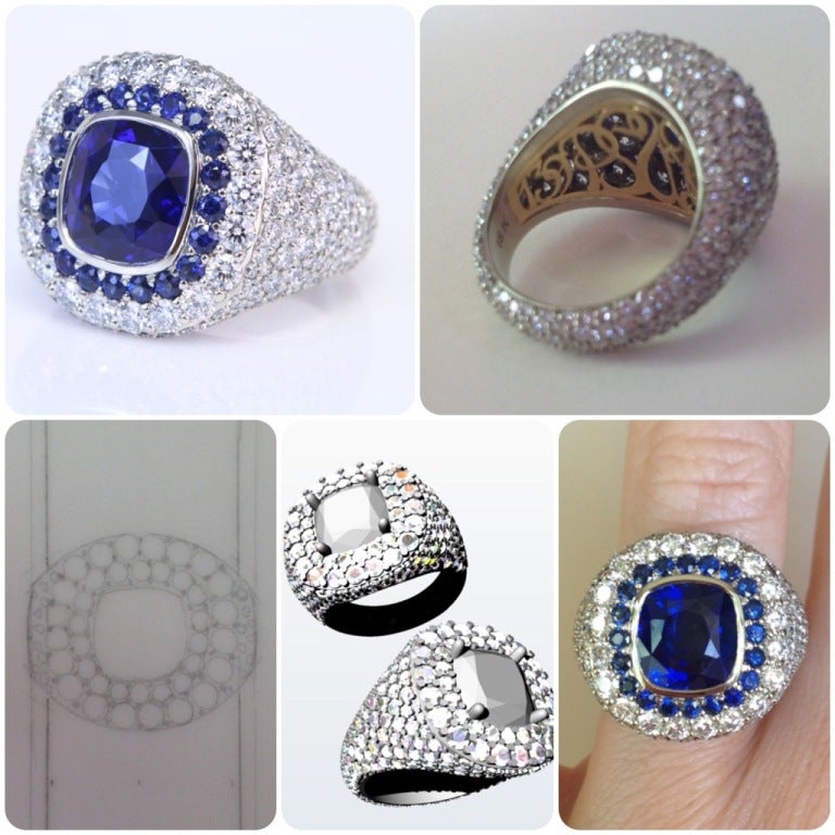 Royal Vivid Blue Sapphire Diamond Ring In New Condition In Scottsdale, AZ