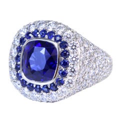 Royal Vivid Blue Sapphire Diamond Ring