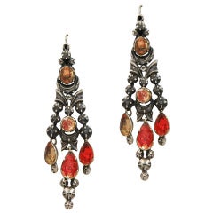 Unique Antique Diamond and Topaz Iberian Earrings 2