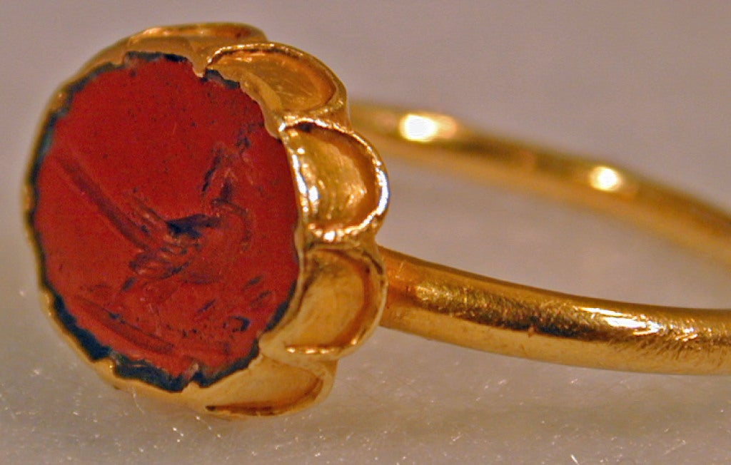 Seventeenth Century Red Jasper Intaglio Ring In Excellent Condition In Baltimore, MD