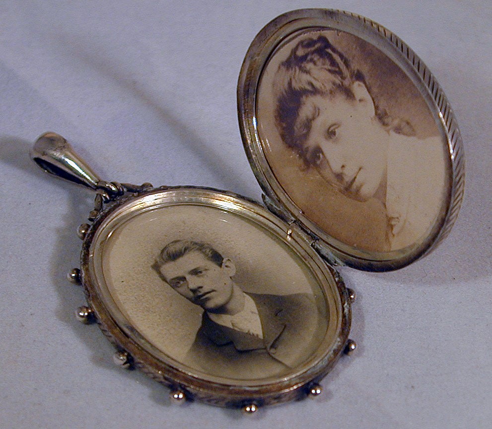 Antique Silver Locket Embellished with Gold 2