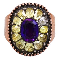 Antiker portugiesischer Amethyst- und Chrysoberyll-Ring