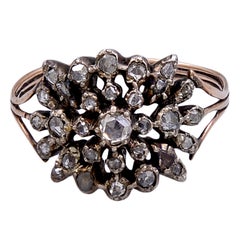 Georgianischer Filigris-Diamant-Cluster-Ring, 18K