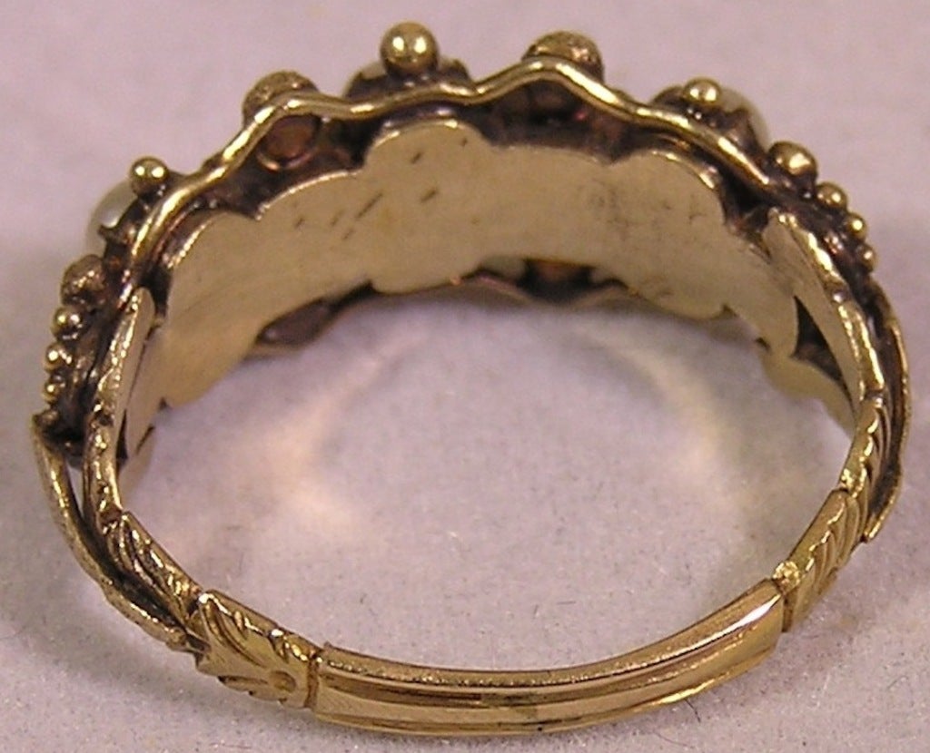 Georgian Antique Almandine Garnet and Pearl Ring