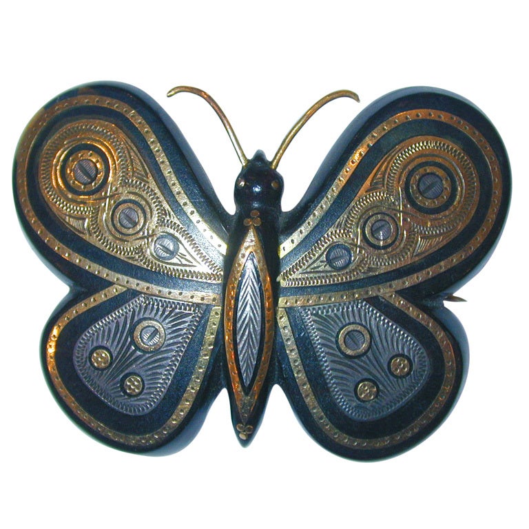 Antique Pique Butterfly Brooch