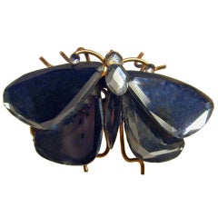 Antique Vauxhall Glass Butterfly Brooch