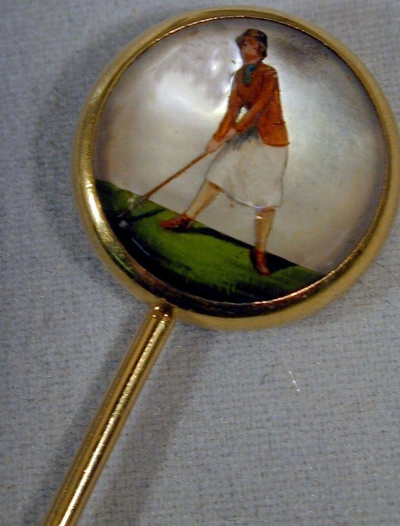 Women's Antique Essex Woman Golfer Stickpin