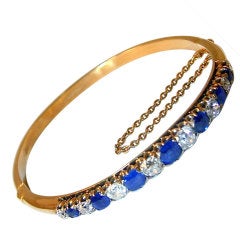 Outstanding Victorian Sapphire Diamond Gold Bangle Outstanding Victorian Sapphire Diamond Gold Bangle