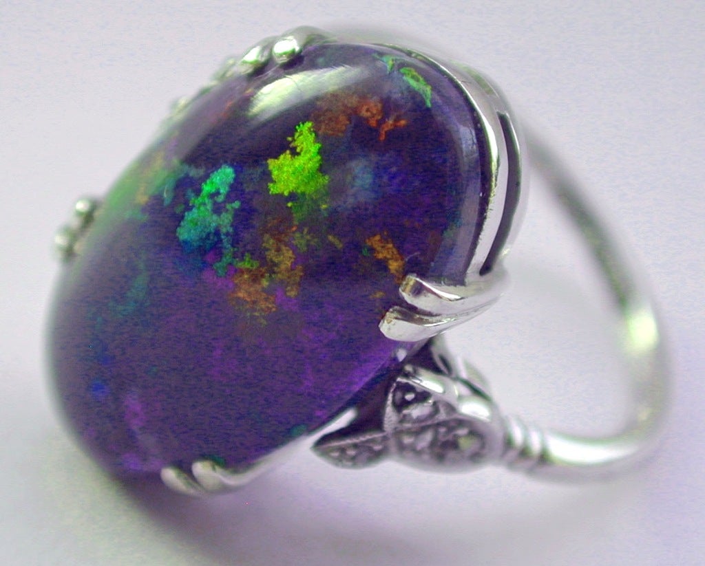 Edwardian Magnificent Black Opal Ring