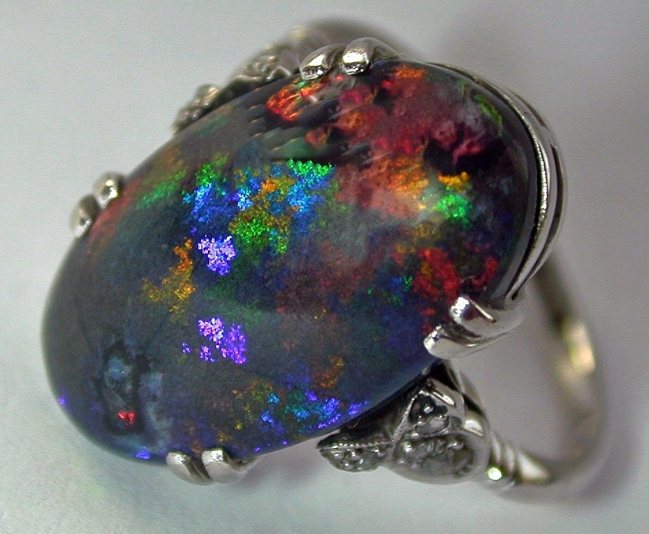 Women's Magnificent Black Opal Ring