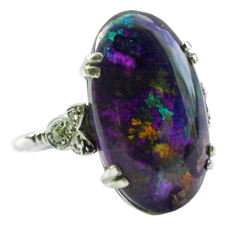 Magnificent Black Opal Ring