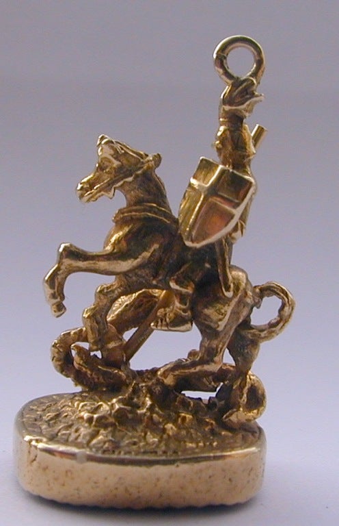 Antique Fob of Saint George and the Dragon In Excellent Condition In Baltimore, MD