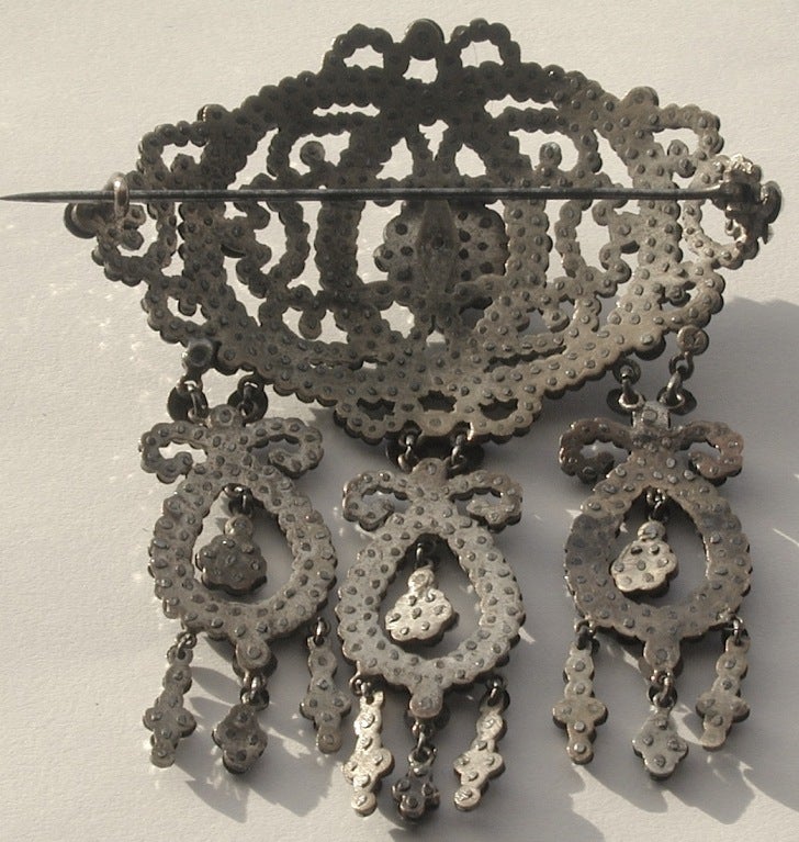 Victorian Antique Cut Steel Brooch For Sale