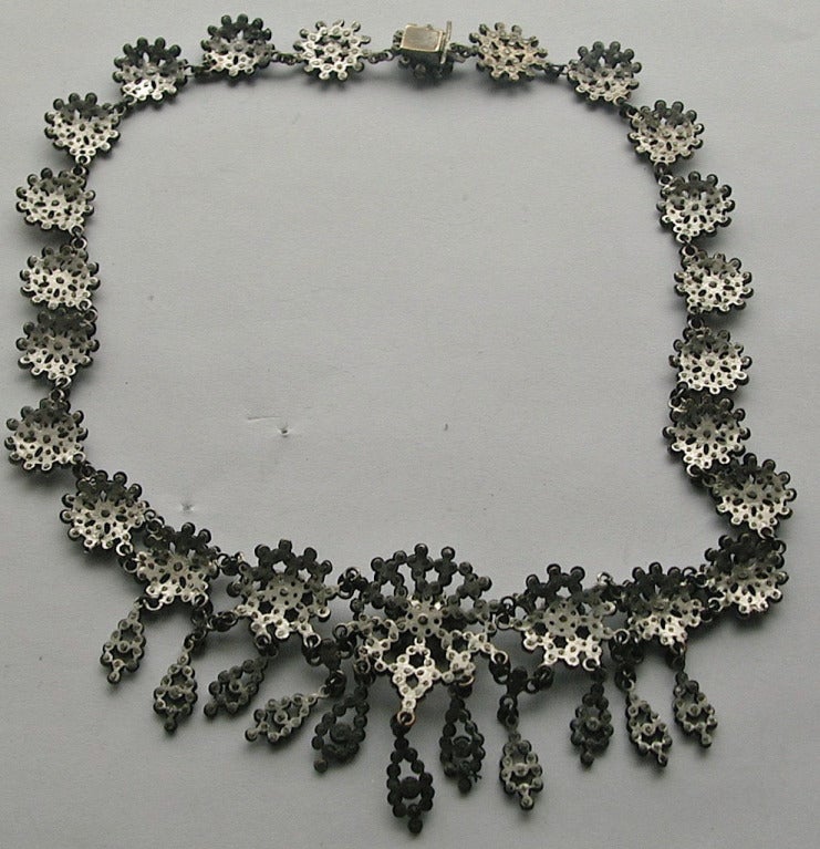 Antique Cut Steel Necklace In Excellent Condition For Sale In Baltimore, MD