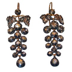 Fabulous Antique Diamond Grape Cluster Earrings