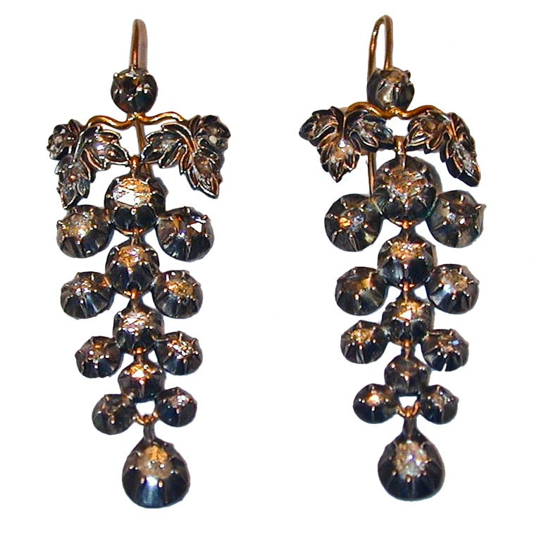 Fabulous Antique Diamond Grape Cluster Earrings For Sale at 1stDibs