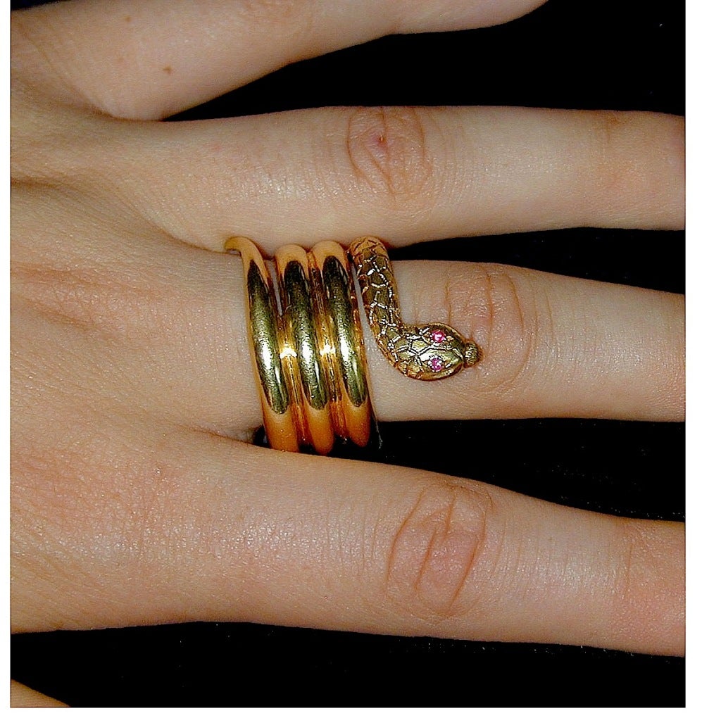 Women's or Men's Antique Gold Snake Ring