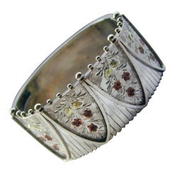 Antique Cuff Bracelet of Silver with 2-Color Gold 4