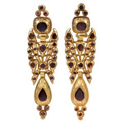 Catalan Style 18K and Garnet Earrings 5