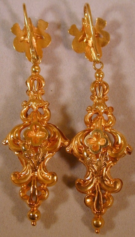 Victorian Antique Gold Ornate Drop Earrings