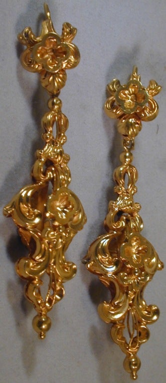 Antique Gold Ornate Drop Earrings 1