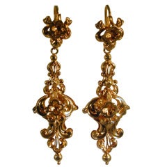 Antique Gold Ornate Drop Earrings 11
