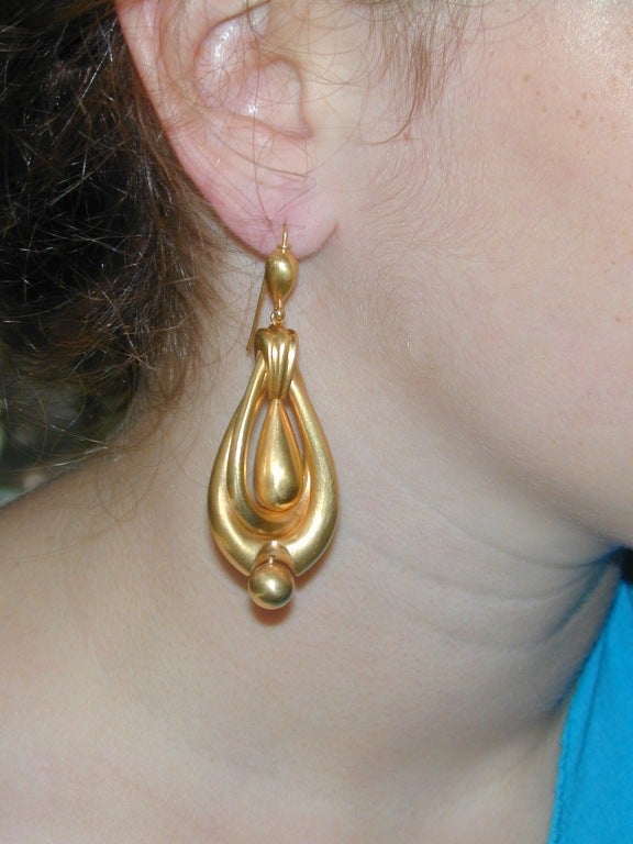 Antique Double Hoop and Drop Earrings In Excellent Condition In Baltimore, MD