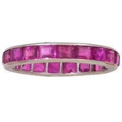 Antique Ruby and Platinum Eternity Band