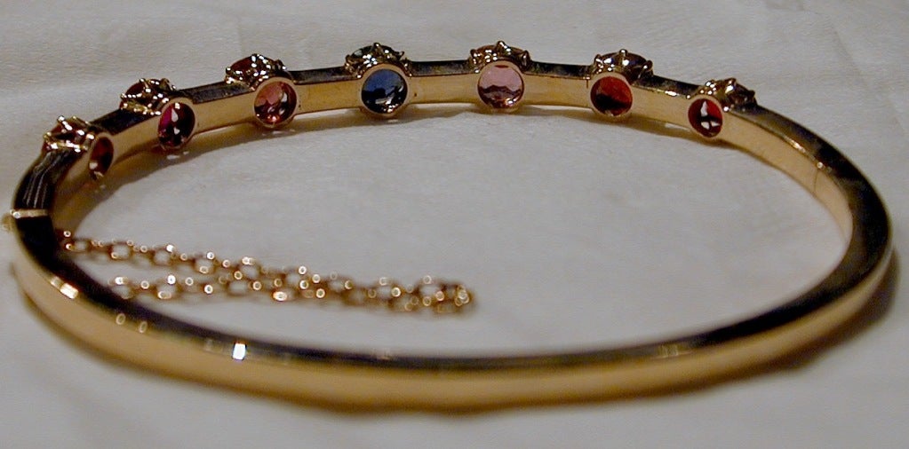 Women's Antique Gold Multi-gem Bangle Bracelet