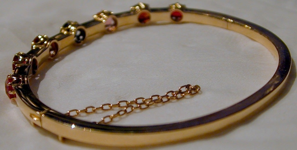 Antique Gold Multi-gem Bangle Bracelet 1