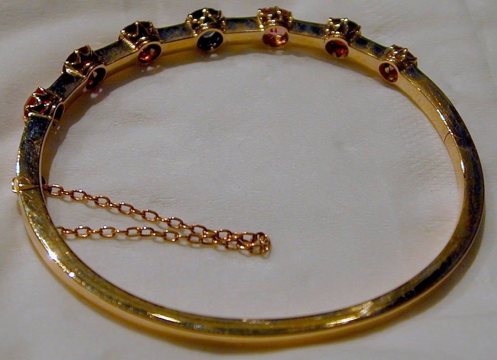 Antique Gold Multi-gem Bangle Bracelet 2
