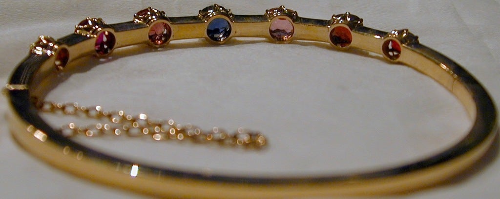 Antique Gold Multi-gem Bangle Bracelet 3