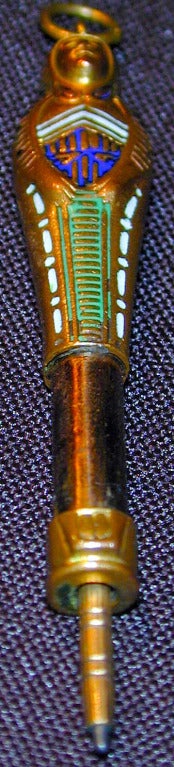 Antique Enameled Egyptian Mummy Pencil In Excellent Condition In Baltimore, MD