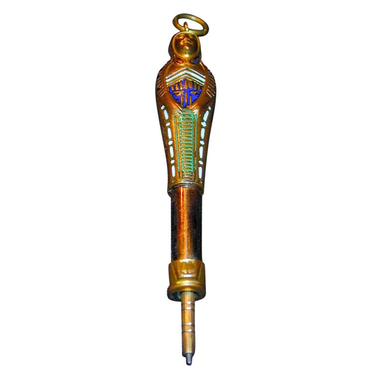 Antique Enameled Egyptian Mummy Pencil