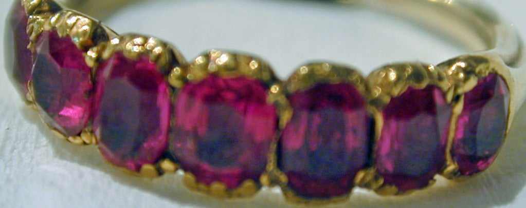 Antique Seven Stone Ruby Ring In Excellent Condition In Baltimore, MD