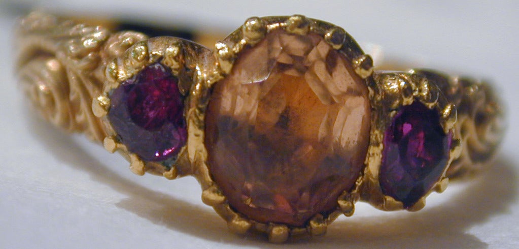 yellow topaz and ruby ring