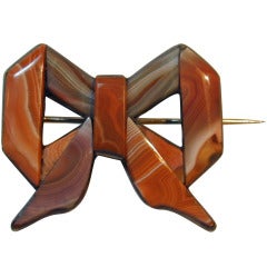 Antique Scottish Agate Bow Pin
