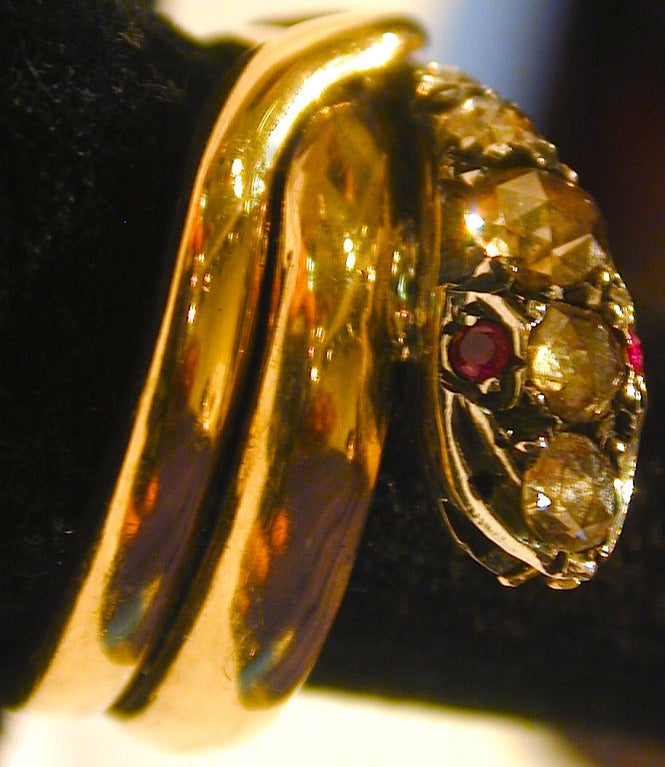 Antique Ruby Diamond Snake Ring
