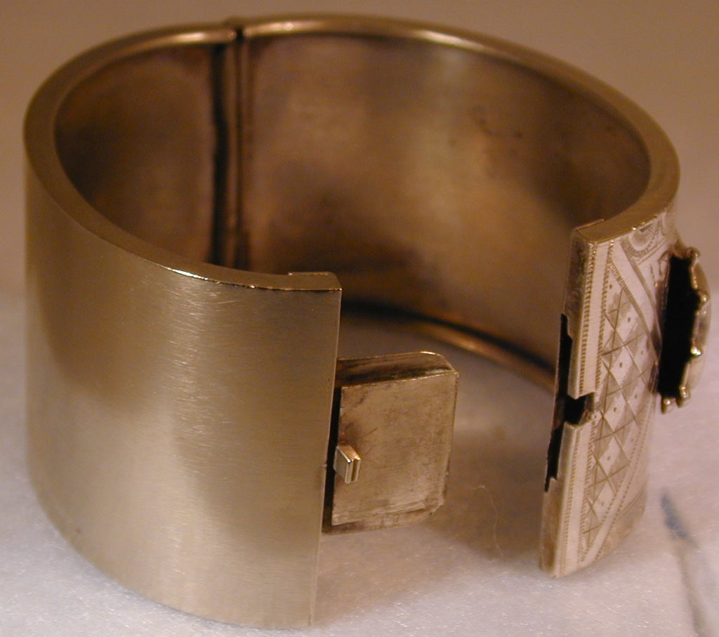Antikes viktorianisches Manschettenarmband aus Sterlingsilber Damen