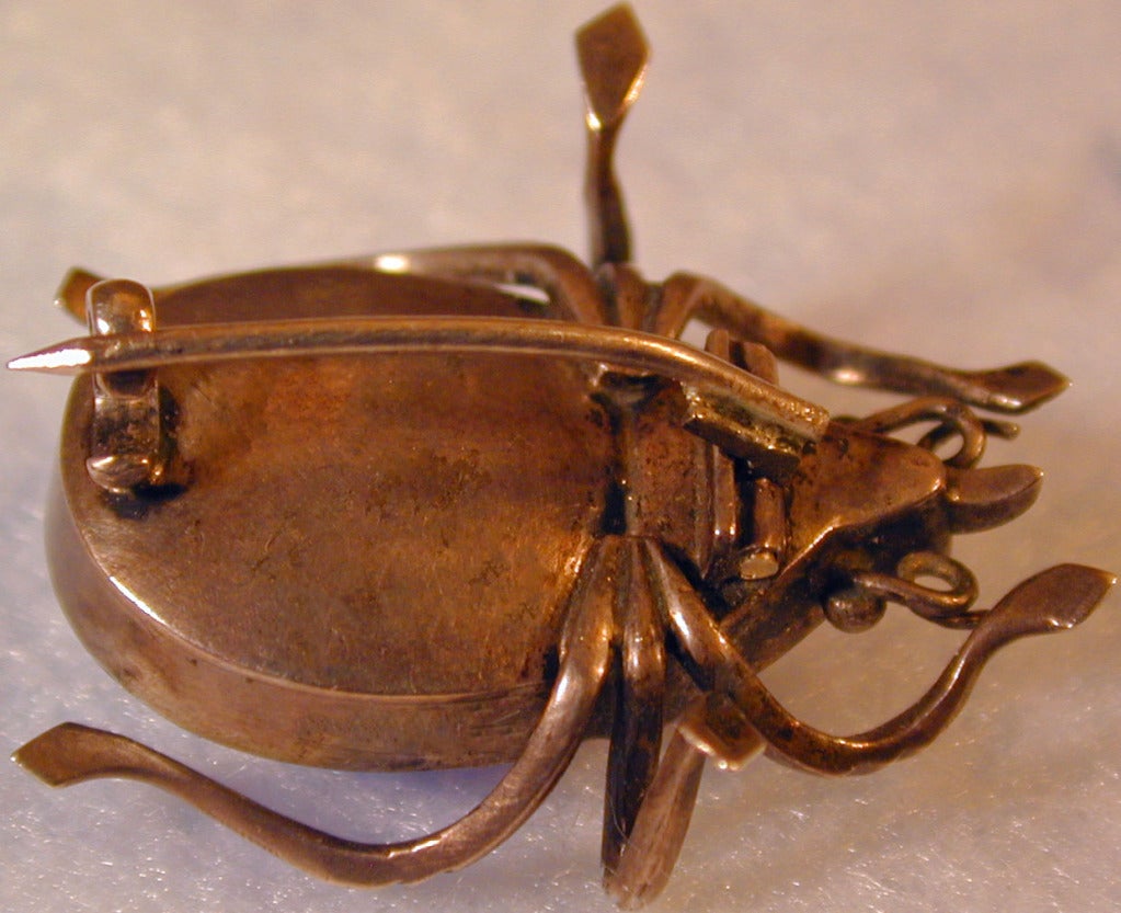 Antique Beetle Brooch of Foiled Crystal 1