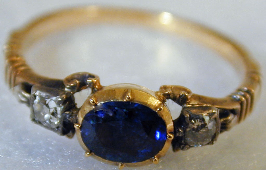 Georgian Antique Sapphire Diamond Ring