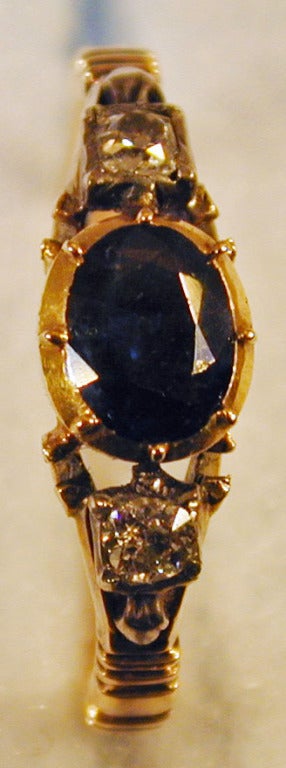 Antique Sapphire Diamond Ring In Excellent Condition In Baltimore, MD