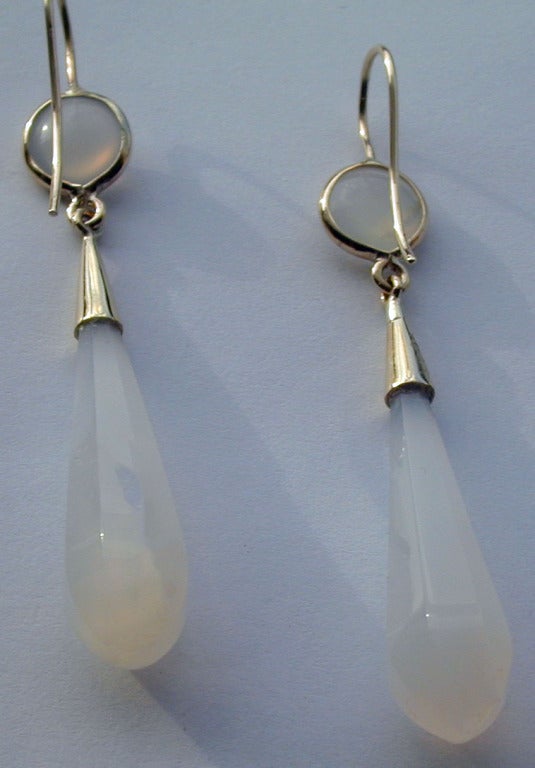 Women's Antique Chalcedony Pendeloque Earrings