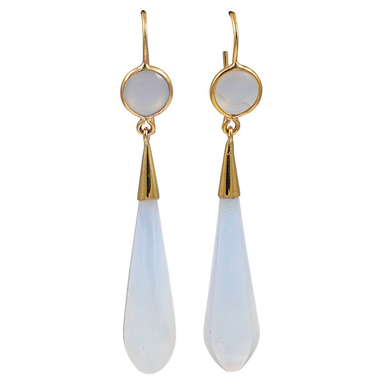 Antique Chalcedony Pendeloque Earrings