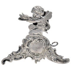 Antique Cherub Sterling Menu Holder