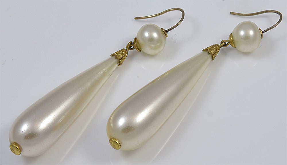 Georgian Antique Faux Pearl Pendeloque Earrings