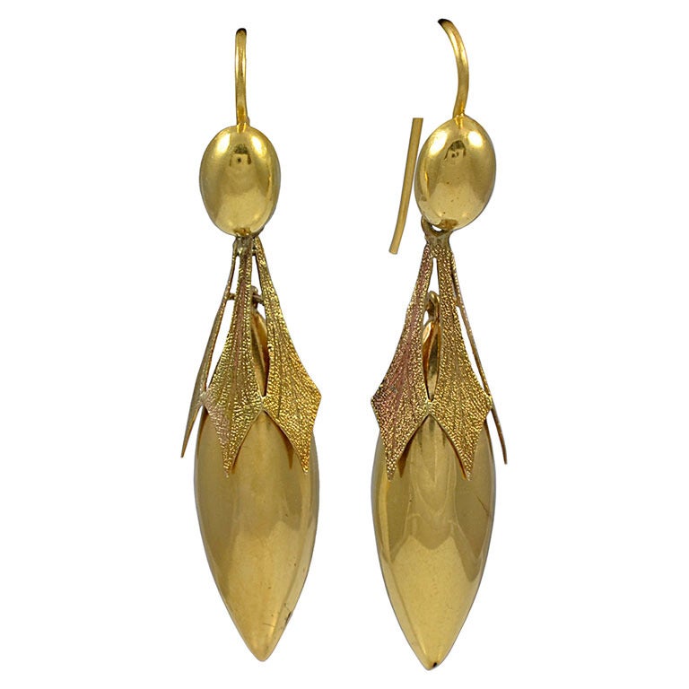 Antique 15K Gold Drop Earrings at 1stDibs 15k gold earrings
