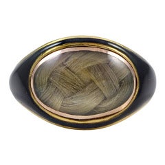 Georgian Enamel and Hair Memorial Ring 4